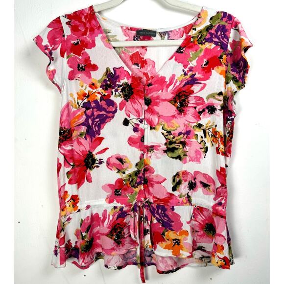 Vince Camuto Tops - Vince Camuto Maximalist Bohemian Floral Preppy Coquette Cottagecore Blouse XS